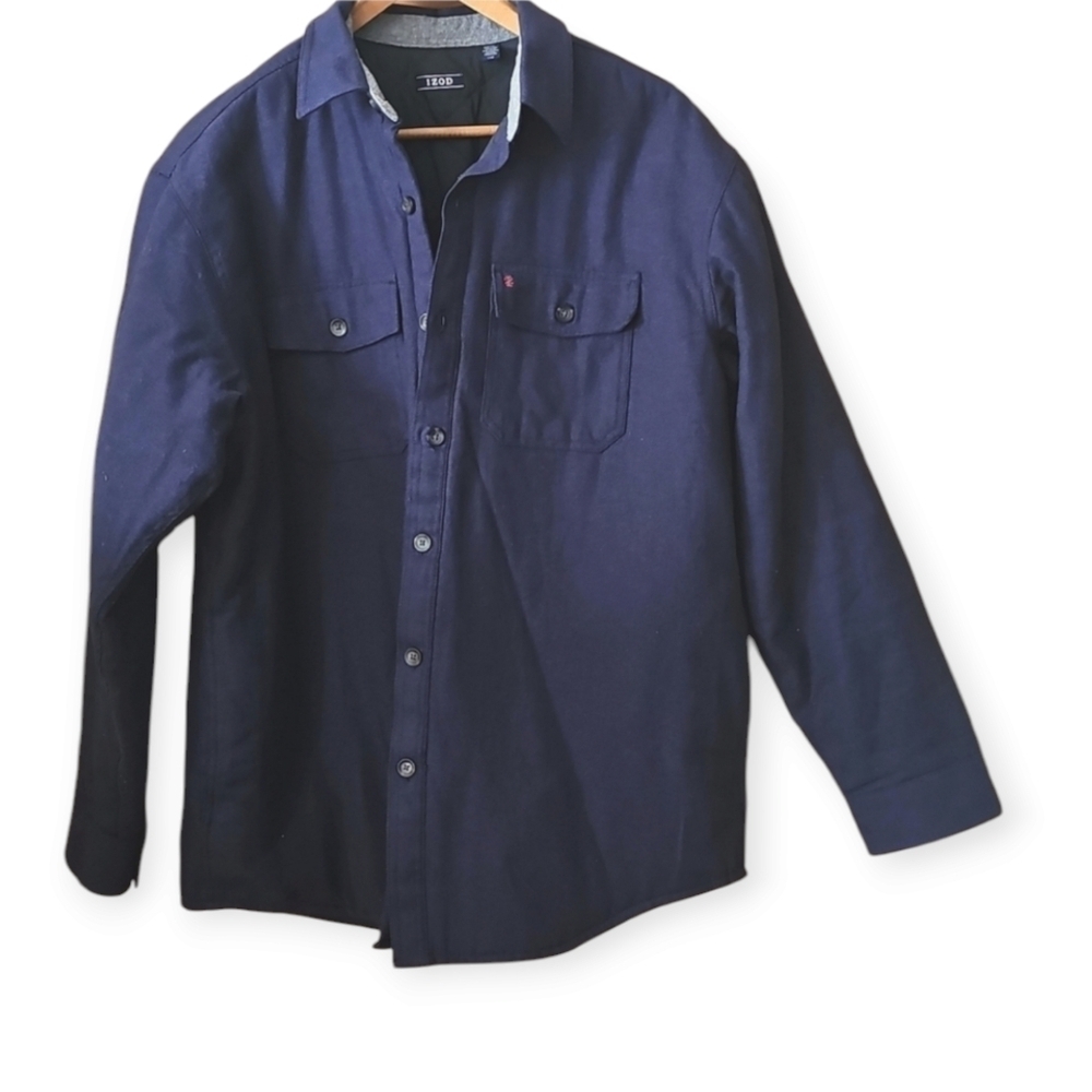 IZOD Men’s Quilted Insulated Shacket – Button Up Jacket, Navy, Size Medium